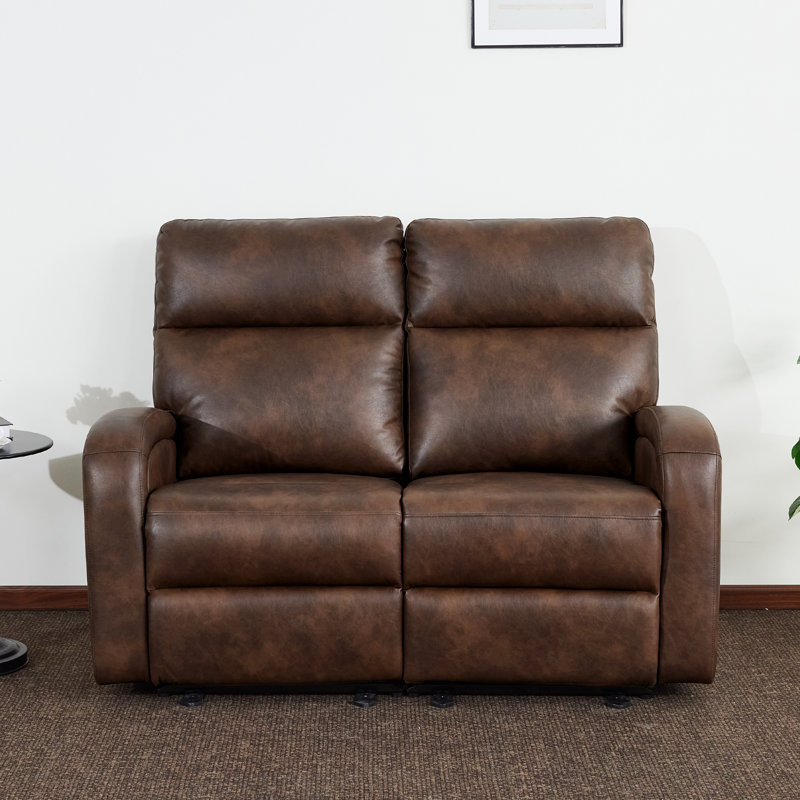2 Seater Faux Leather Electric Loveseat, Dark Brown