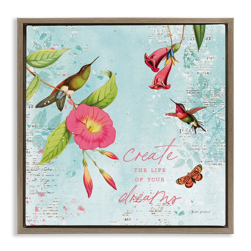  Art mural sur toile Life of Your Dreams, H 25 po x l 25 po, Cadre flottant orme Montalcino