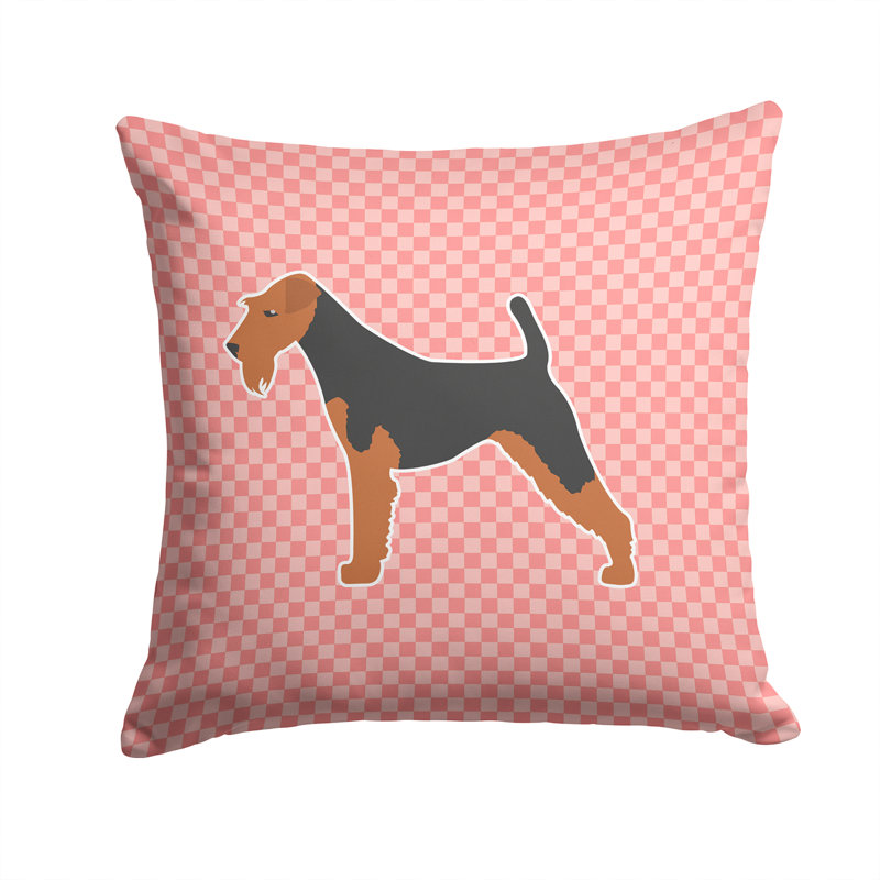 Coussin décoratif intérieur/extérieur airedale, H 14 po x l 14 po x P 3 po, Rose