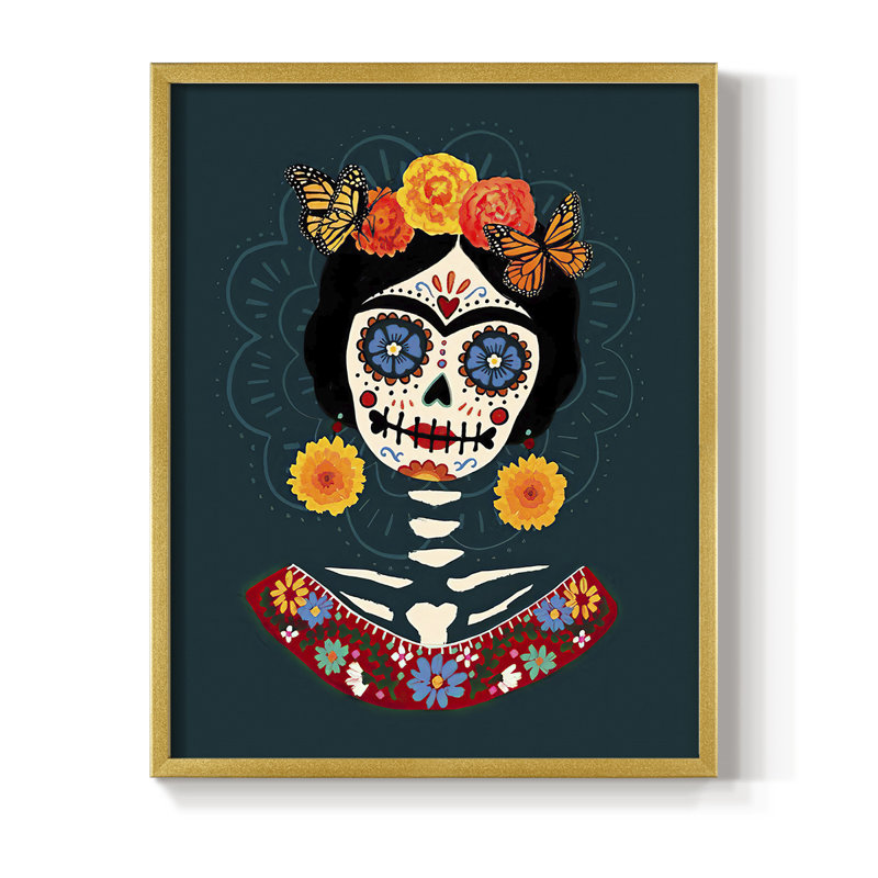 «Bright Day of the Dead I», reproduction encadrée - bois massif, H 10 po x l 8 po