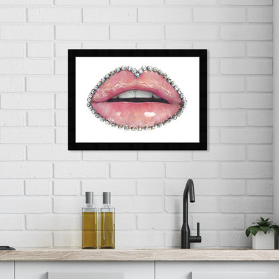 «Fashion and Glam Pink Lips Glam Pink», impression sur papier murale