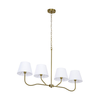 Conner 4-Light Brass Burlap Liner Shaded Pendant For Dinning Room