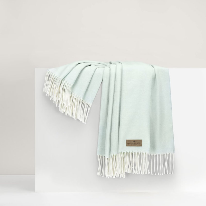 Italian Herringbone Throw, Ice Blue