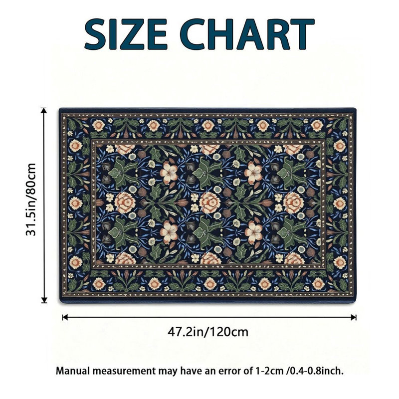 Tapis floral bleu marine 47 po x 31 po