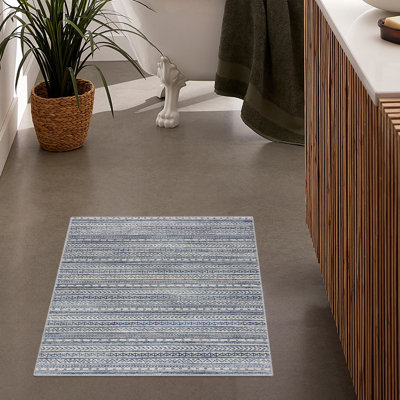 Rug Branch Azura 2' x 3' (2' x 3'3") Blue/Navy Boho Indoor Doormat Rug, Contemporary, Low Pile, Stain-Resistant Entry Carpet - Front Door, Mudroom, Hallway and Kitchen