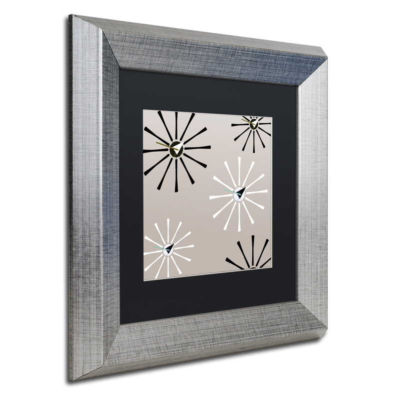 «Fifties Patterns IV» par Color Bakery, impression encadrée, H 11 po x l 14 po x P 0,5 po, Noir, Toile avec cadre en bouleau