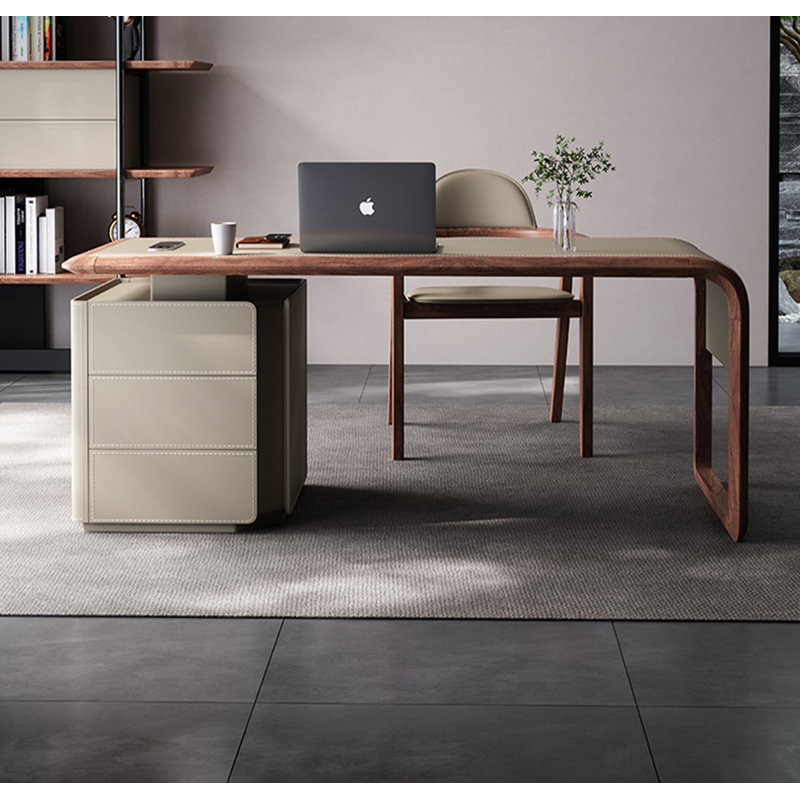 Bureau d'ordinateur italien avec cabinet d'appoint, H 29,53 po x l 70,87 po x P 27,56 po