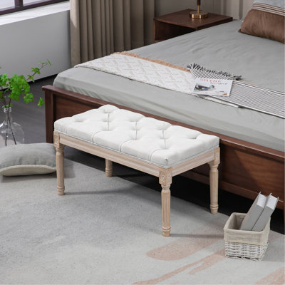 Banc de chambre rembourré 32 po, blanc