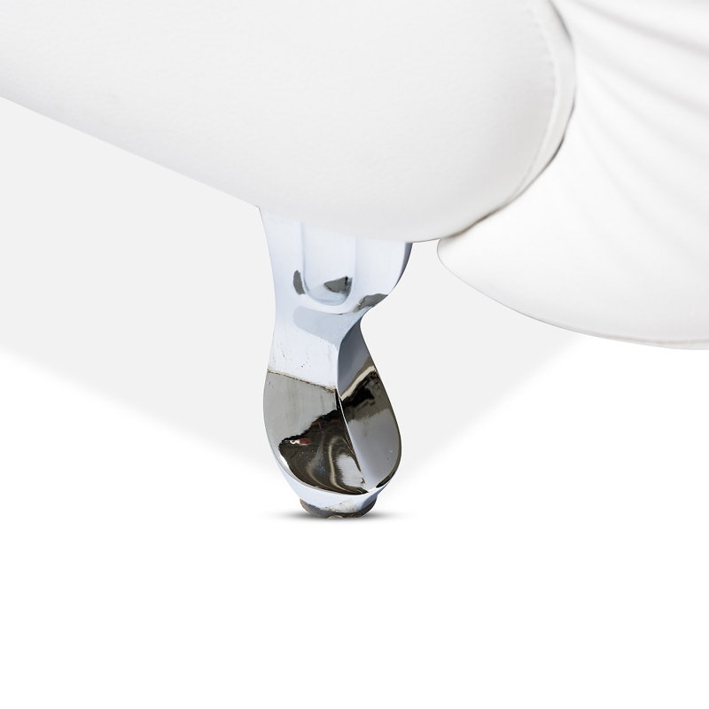 Chaise longue sans accoudoirs capitonnée Millo, Similicuir blanc