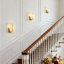 1-Light Armed Wall Sconce Gold Accent with White Faux Marble Pattern