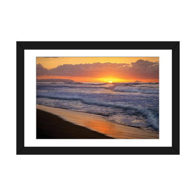 « coucher de soleil sur polihale beach, kauai, hawaii », reproduction de photo sur toile