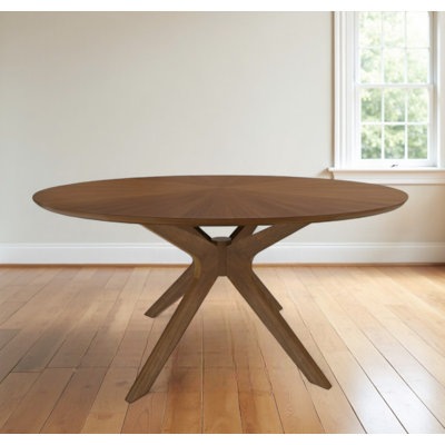 47" Brown Rounded Solid Manufactured Wood Pedestal Base Dining Table