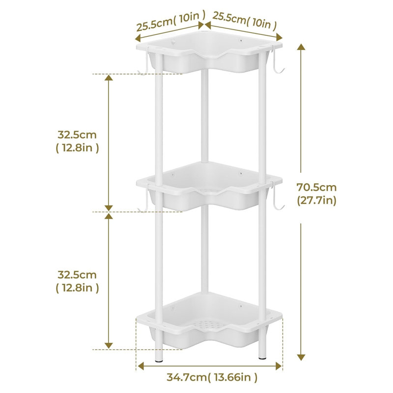 Metal Freestanding Bathroom Shelves, White