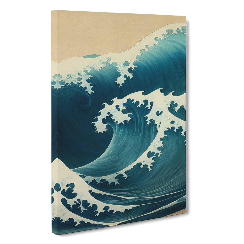 Traditional Japanese Wave No.2 - Wall Art, Wrapped Canvas, 50cm H x 35cm W, No Matte