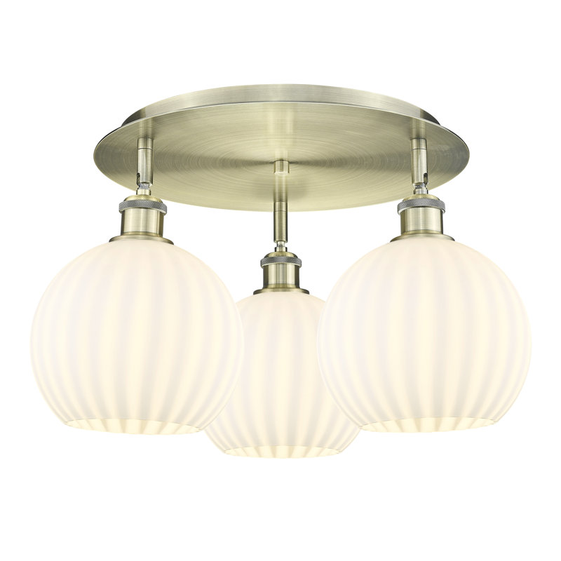 Baxman Glass Semi Flush Mount, Antique Brass, 11'' H x 19.75'' W x 19.75'' D