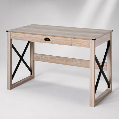 Bureau d'ordinateur rustique de 44 pouces avec tiroir de rangement et cadre en X, parfait pour les postes de travail modernes