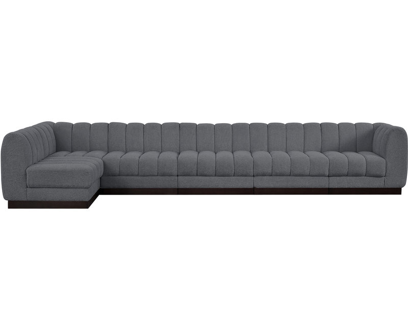 Canapé modulaire rembourré 6 pièces Quinn, Tissu gris chenille