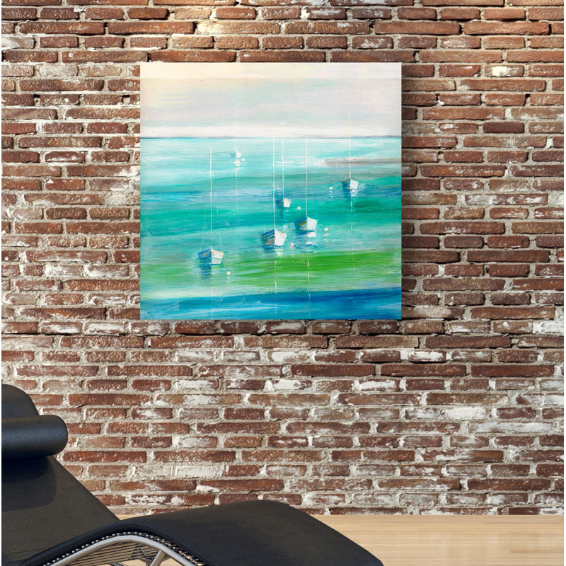 « marina del rey », peinture, H 32 po x l 32 po x P 1,5 po, Toile tendue