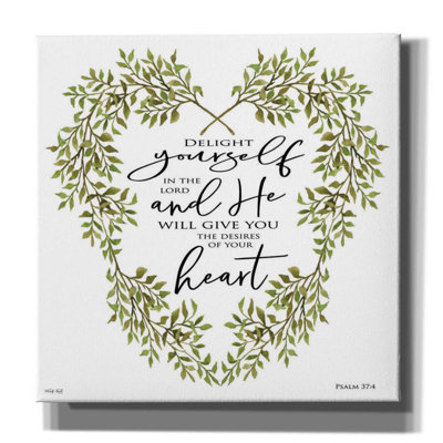 'Delight Yourself Heart Wreath' by Cindy Jacobs, Canvas Wall Art