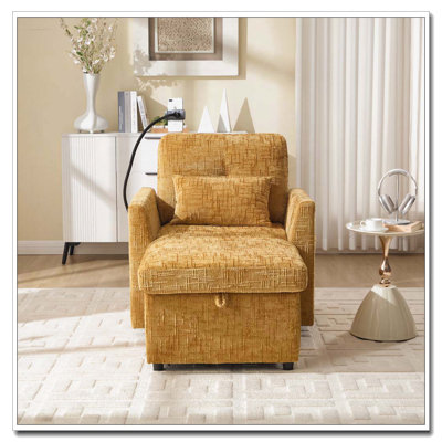 Chenille Storage Lounge Chair
