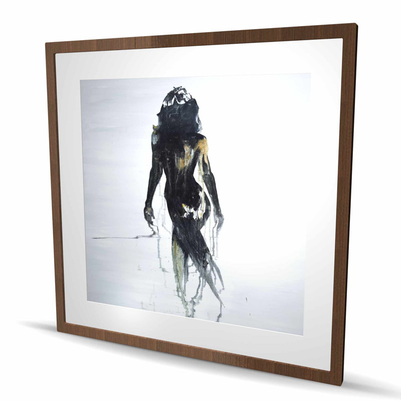 Silhouette de femme abstraite vue arrière - impression monochrome, H 36 po x l 36 po, Brun