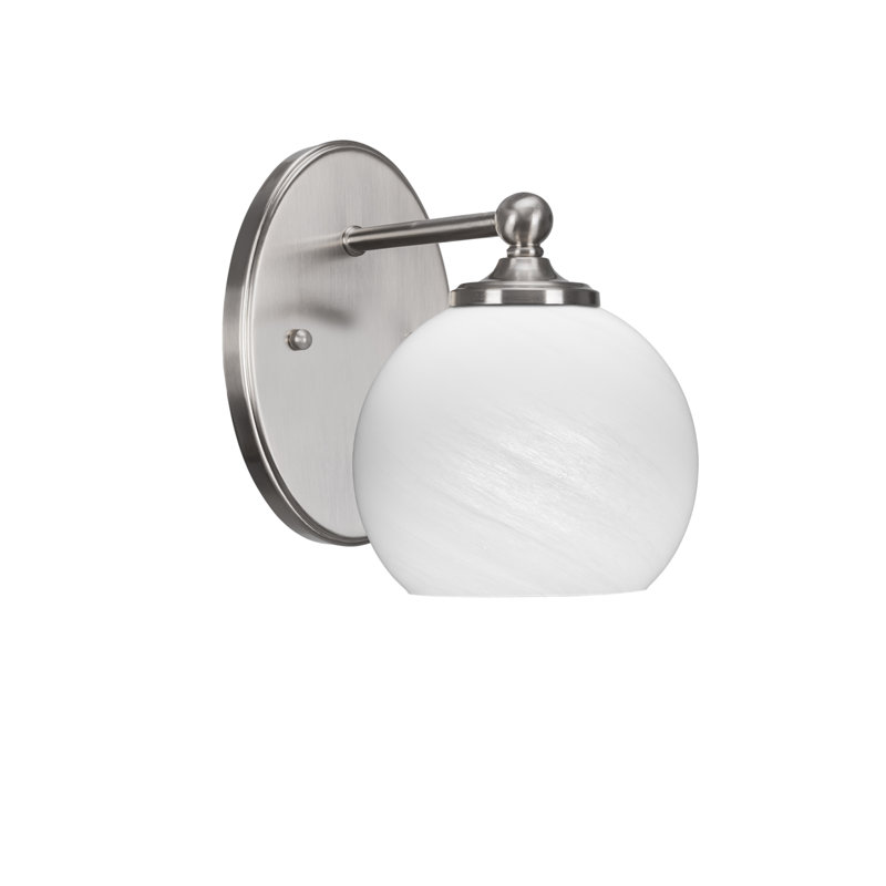 Applique murale Sadea avec verre marbré blanc, Nickel brossé, H 8,25 po x l 5,75 po x P 8,5 po