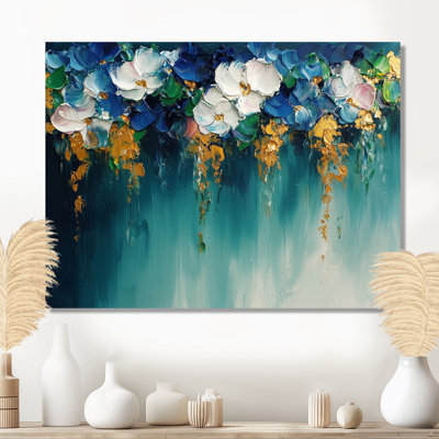 Green Neo Expressionism Of Rhythmic Drizzle Flowers II - Neo-Expressionism Metal Wall Art
