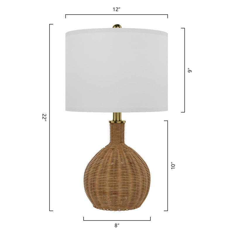 Anson 22'' Rattan Metal Table Lamp Set