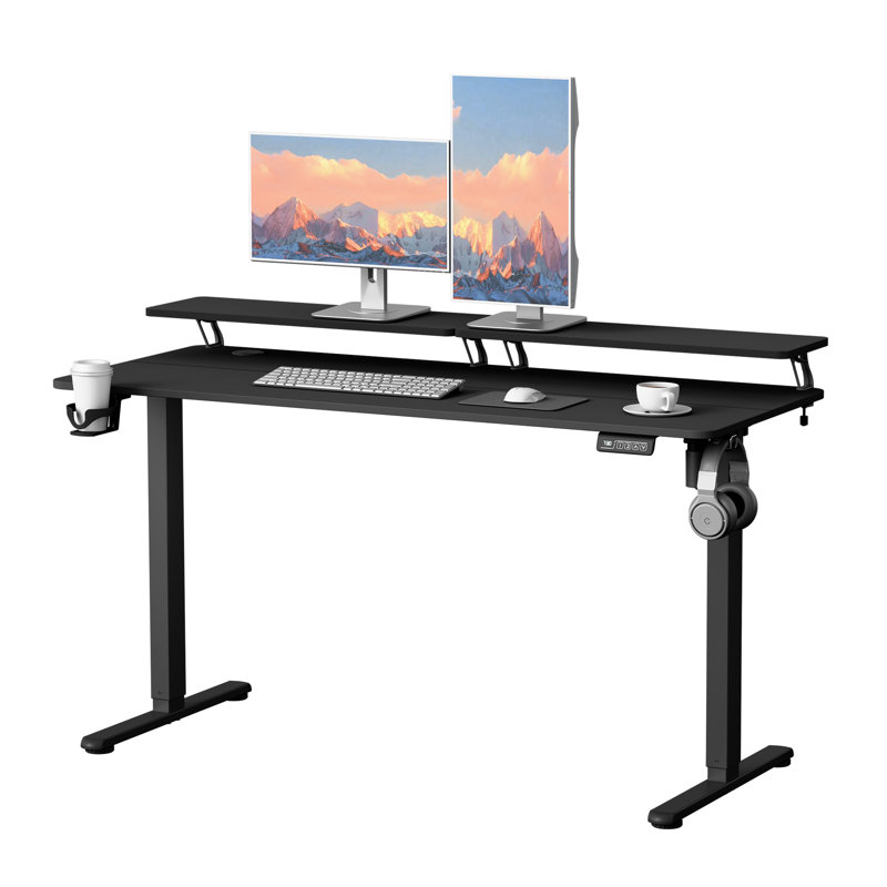 Bureau de jeu debout à hauteur réglable Kreutzer, Noir / Noir, H 28,7 po x l 55,11 po x P 23,62 po