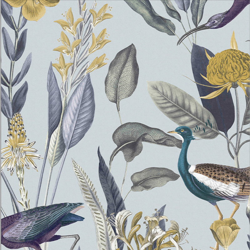 Papier peint floral , gris