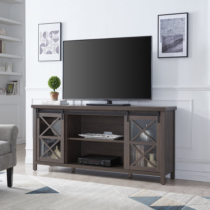 Darren Unfinished TV Stand for TVs up to 75", Alder Brown