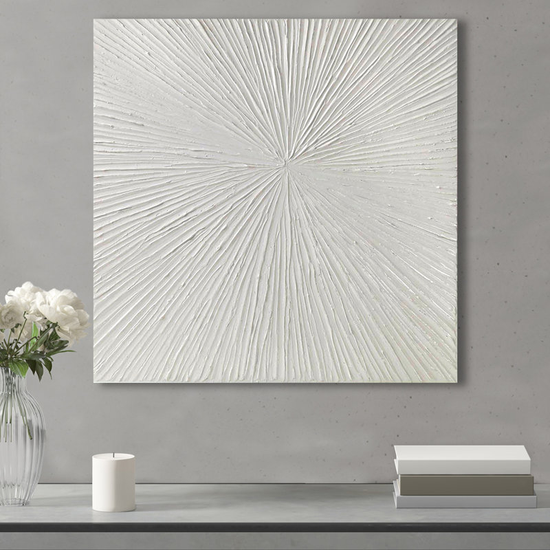 Décoration murale abstraite en résine peinte à la main - l 30 po x H 30 po, White