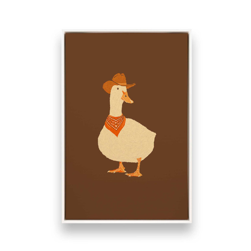 «Bo The Cowboy Duck» par Anyone Can Yeehaw, reproduction d'art, H 16 po x l 12 po, Impression encadrée sans passe-partout