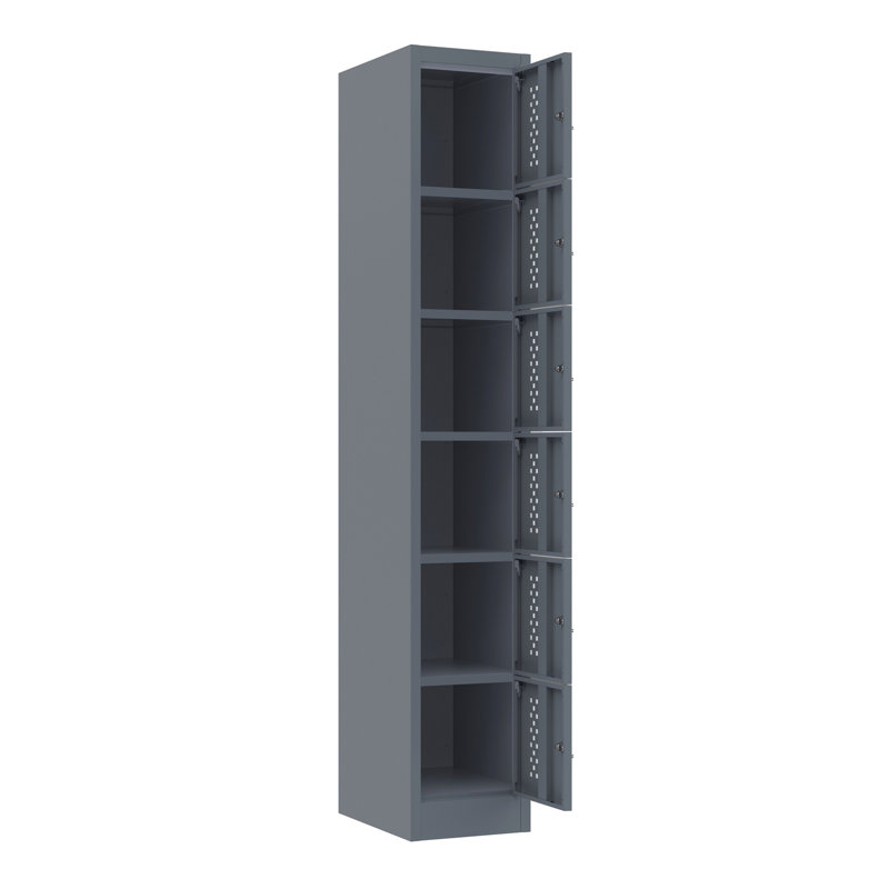 Armoire de rangement en métal pour le garage, six compartiments de rangement séparés - Armoire verrouillable en acier de 70,98 pouces, adaptée aux garages et aux entrepôts (gris)