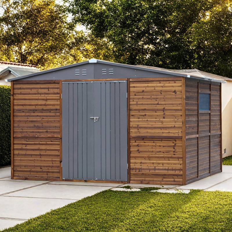 Remise de rangement extérieure avec porte et fenêtre verrouillables, H 118,31 po x l 71 po x P 77,95 po