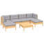Ensemble de salon de jardin Vidaxl en bois de pin massif gris, 100% polyester grand-299097165-299097166