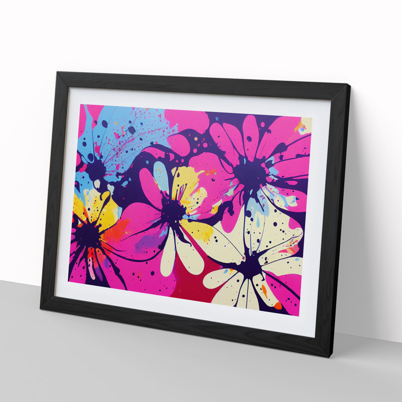 Unbelievable Flower Splash Abstract - Framed Print, Black, 46cm H x 64cm W x 2cm D