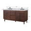 73 po Aasto Meuble-lavabo double en teck café avec plateau en marbre blanc de Carrare-121163942