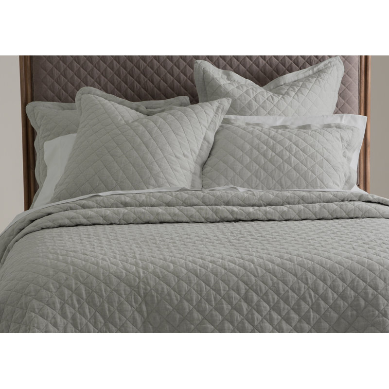 Oslo Linen Quilt Set, Gray, King Quilt + 5 Shams