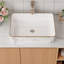 Lavabo de salle de bain rectangulaire en marbre 19 po à garniture dorée, vasque en céramique sans robinet, sans armoire, blanc