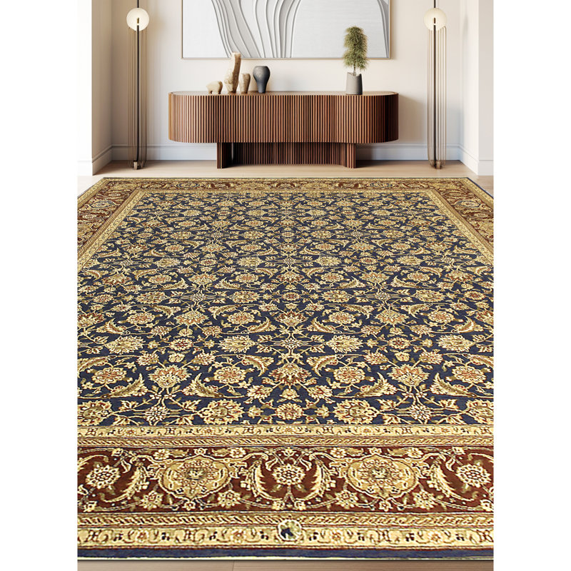 Hand Knotted Oriental Area Rug in Navy/Red, Rectangle 11' x 18'