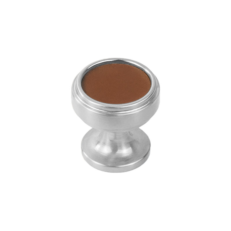 Reserve Round Knob, Satin Nickel/Brown