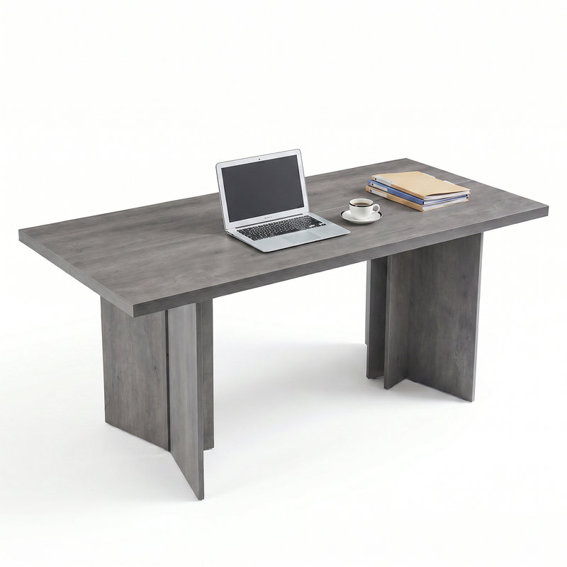 Hussan 63'' &71''W Rectangle Home Office Computer Work Table, Gray, 63 Wide