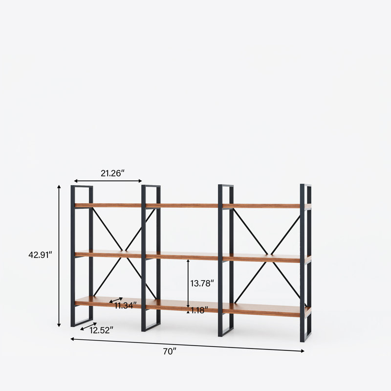 Bibliothèque en bois et acier Toyana - 70,86 po x 43 po x 12,52 po
