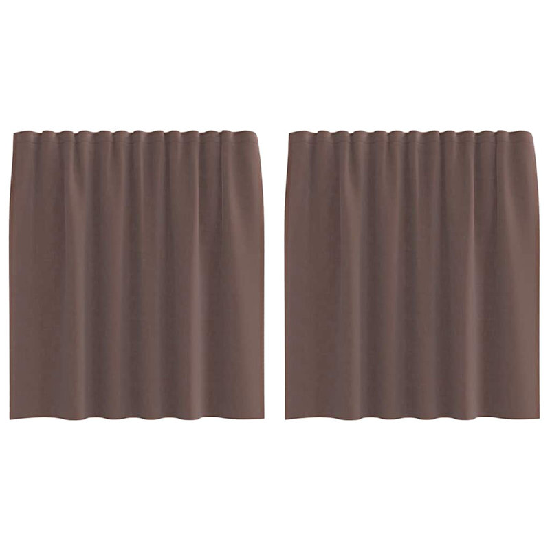 Voile Curtains With Rod Pockets 2 Pcs, Brown, 140cm Width x 140cm Drop