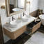 Meuble-lavabo mural de 60 pouces avec lavabo double blanc ovale à rayures et tiroirs de rangement-381137889-381137901-381137902