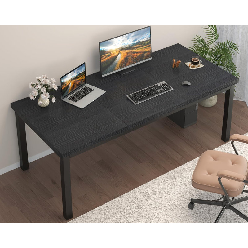 Grand bureau d'ordinateur, bureau d'ordinateur de jeu avec un design moderne, bureau d'ordinateur de bureau., Noir