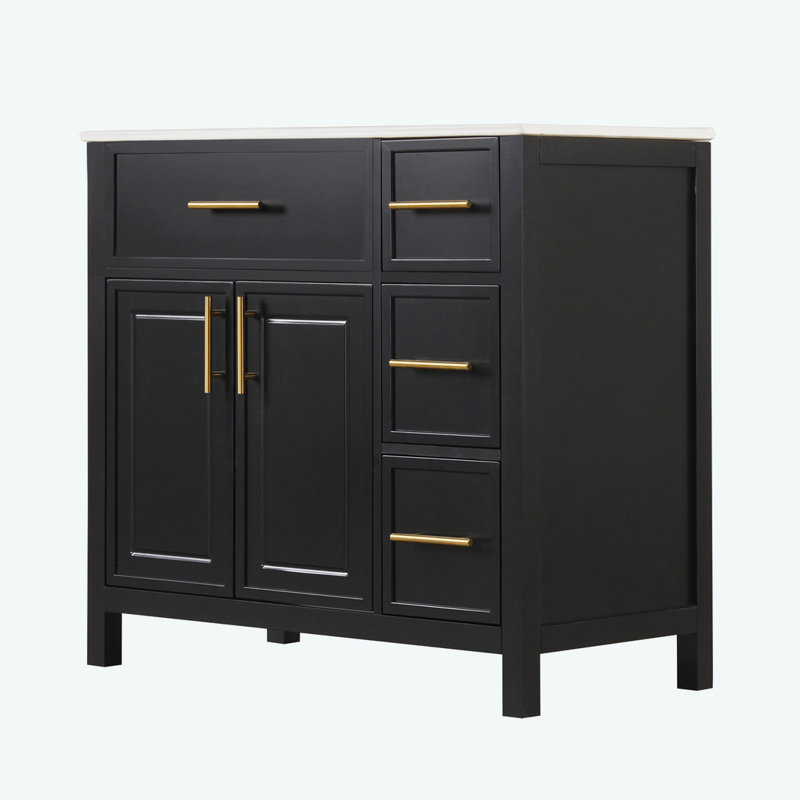 36" Bathroom Vanity with Sink Top, Black