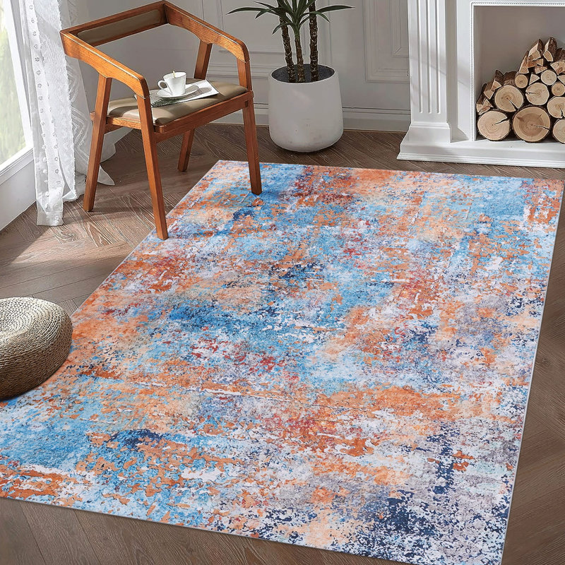 4X6 Area Rug, Machine Washable, Non-Slip, Low-Pile, Non-Shedding For Kitchen, Dining Room, Bedroom, Living Room - Stylish And Convenient Washable Non-Slip Bottom, Cozy Appealing