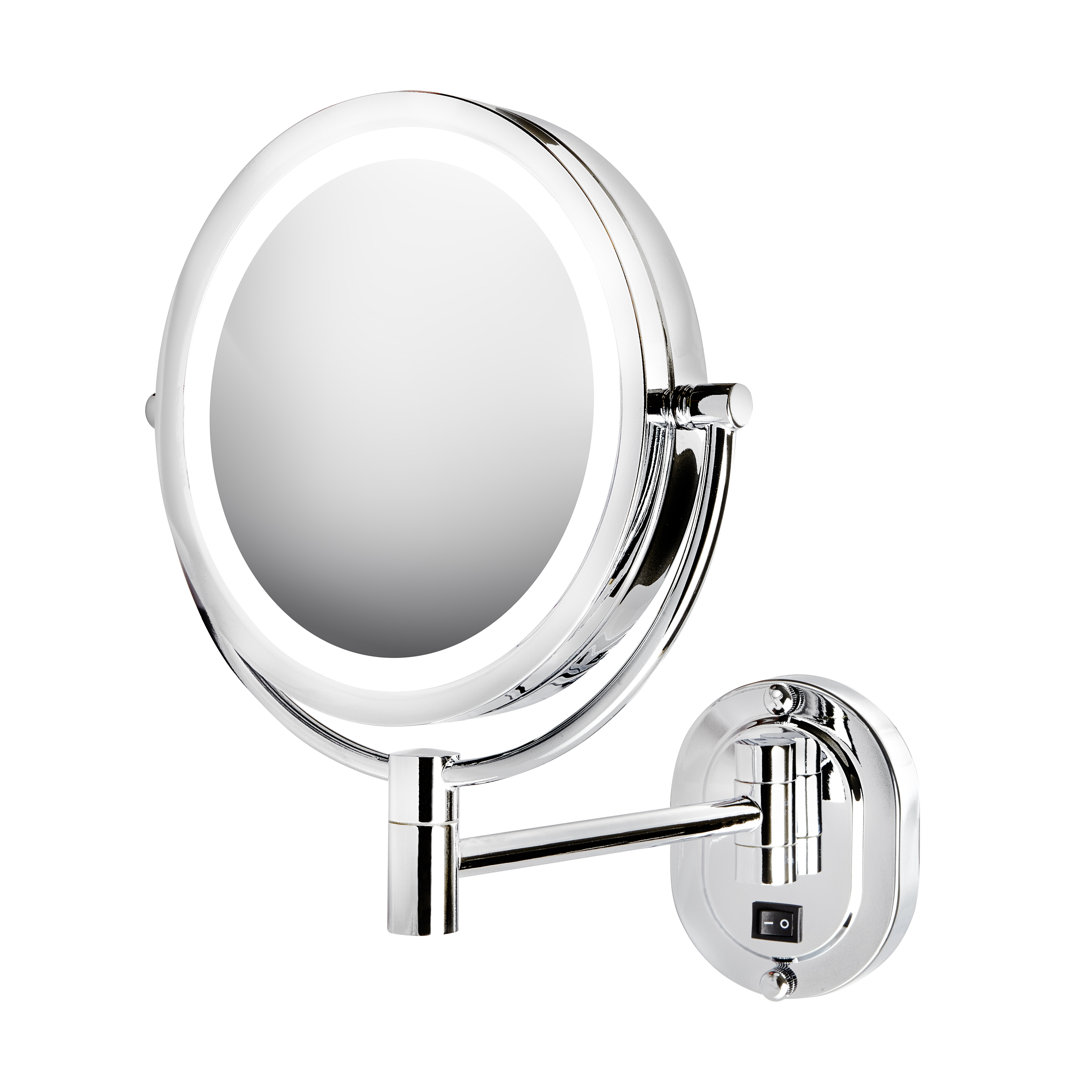 Jerdon 8" Lighted Wall Mount Magnified Makeup Mirror, Direct Wire Jerdon